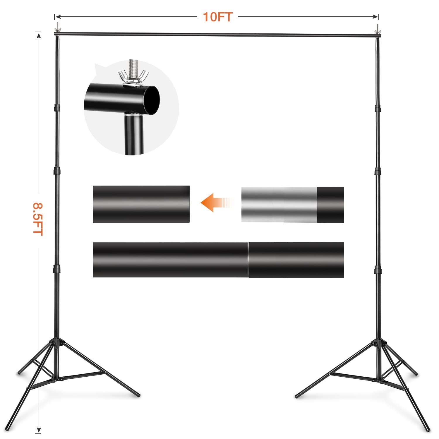 Yesker Photo Video Studio 8.5 x 10ft Green Screen Backdrop Stand Kit, Photography Background Support System with 6 x9ft Muslin Chromakey Backdrop for Portrait,Product Photography and Video Shooting