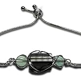Rocks2Rings Black Tourmaline Bracelet with Fluorite | Black Tourmaline Jewelry | I Am Collection Heard | T62