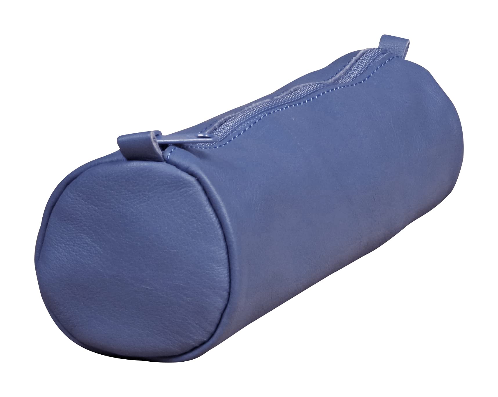 Clairefontaine 77023C - Collection Age Bag - One Round Genuine Lambskin Leather Pencil Case in Blue - Dimensions: 21 cm x 6 cm - Manufactured in France
