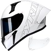 CYRIL Full Face Motorcycle Helmet DOT Approved for Adults, Street Racing | Swappable clear and tinted visors, lightweight 3.36 lbs build, 5-point ventilation, storage bag and washable lining