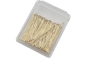 INSPIRELLE 100PCS Gold Plated Brass Flat Head Pins 22 Gauge Satin Pins for DIY Jewelry Making Findings - 25mm (1 Inch) Long