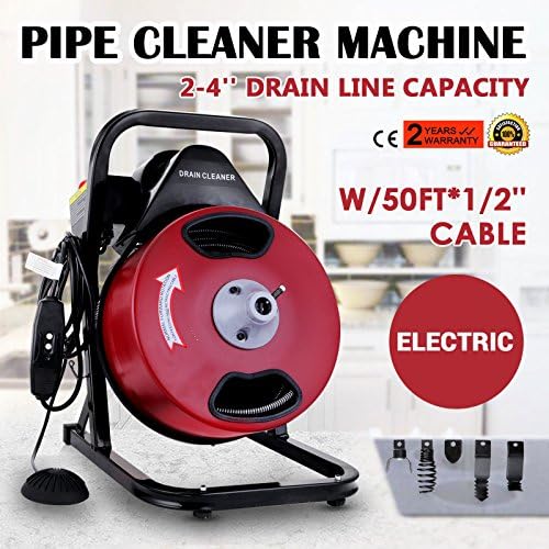 Kosmo Supply 50FT 1/2'' Drain Auger Pipe Cleaner Cleaning Machine Sewage Safe Electric Tool