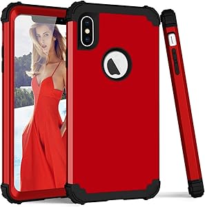 SAVYOU Shock Absorption Bumper Case for iPhone Xs Max 6.5" Heavy Duty Protection Dual Layer Defensive Cover for iPhone Xs Max - Red