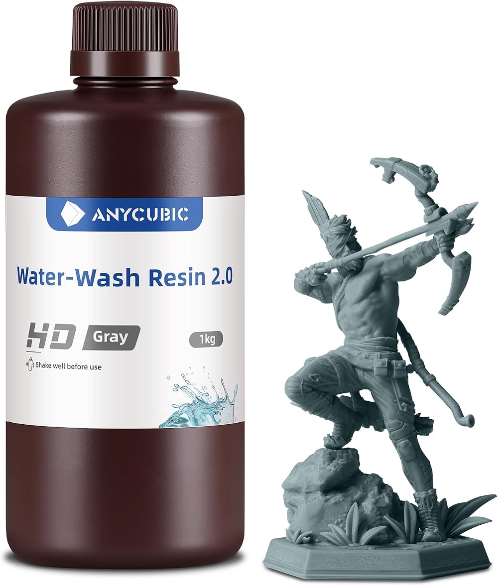 ANYCUBIC Water Washable 2.0 Resin 405nm High Precision 1kg HD Grey