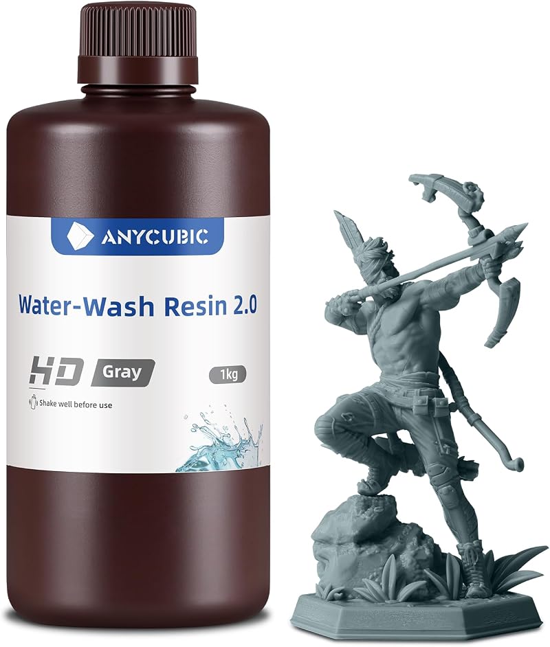 ANYCUBIC Water Washable 2.0 Resin 405nm High Precision 1kg HD Grey