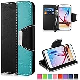 Vakoo PU Leather Flip Wallet Case for Samsung Galaxy S6 - Black Blue