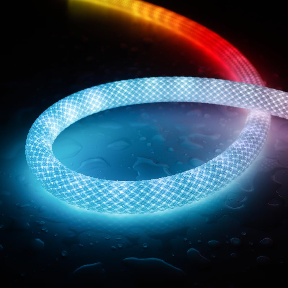 Photo 1 of Xnbada 6.5FT WS2811 WS2812B 360 Degree Round Reticulate Pattern Neon LED Strip 50Leds/m Smart RGB+IC Flexible Silicon Dream Color Rope Light Tape DC5V(No Adapter or Controller)