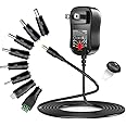 Belker 24W Universal AC/DC Adapter Multi-Voltage Regulated Switching Power Supply with 9 Selectable Adapter Plugs for 3V 4.5V 5V 6V 7.5V 9V 12V Household Electronics - 2Amps Max.