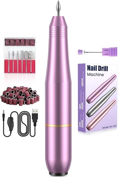 Ajgvq Electric Nail Drill 20000RPM Professional Manicure Pedicure Kit 6 Bits USB