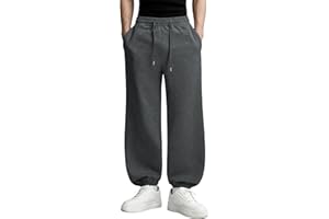 Susclude Mens Baggy Joggers Sweatpants, Wide Leg Bootcut Cotton Elastic Waist Drawstring Harem Pants, Workout Running Casual