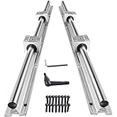 CNCMANS SBR20-1000mm Linear Rail Linear Rails and Bearings Kit 2Pcs SBR20 1000mm Long Fully Supported Shaft Guide with 4Pcs SBR20UU Linear Bearing Slide Block Linear Guide for CNC Equipments