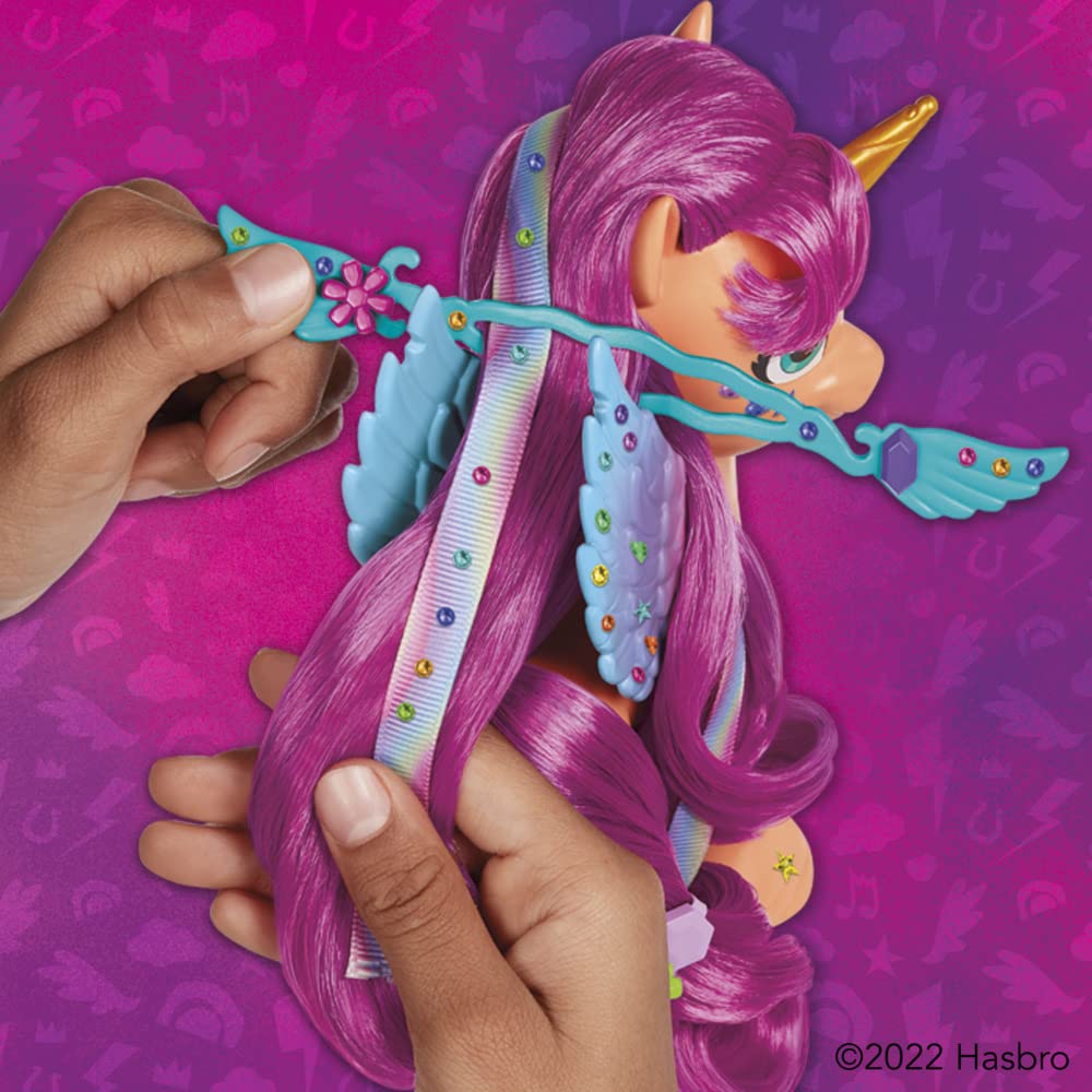 My Little Pony Toys: Make Your Mark Sunny Starscout Ribbon Hairstyles, 6-Inch Orange Pony Toy, Toys for 5 Year Old Girls and Boys and Up, with Hair Styling Accessories