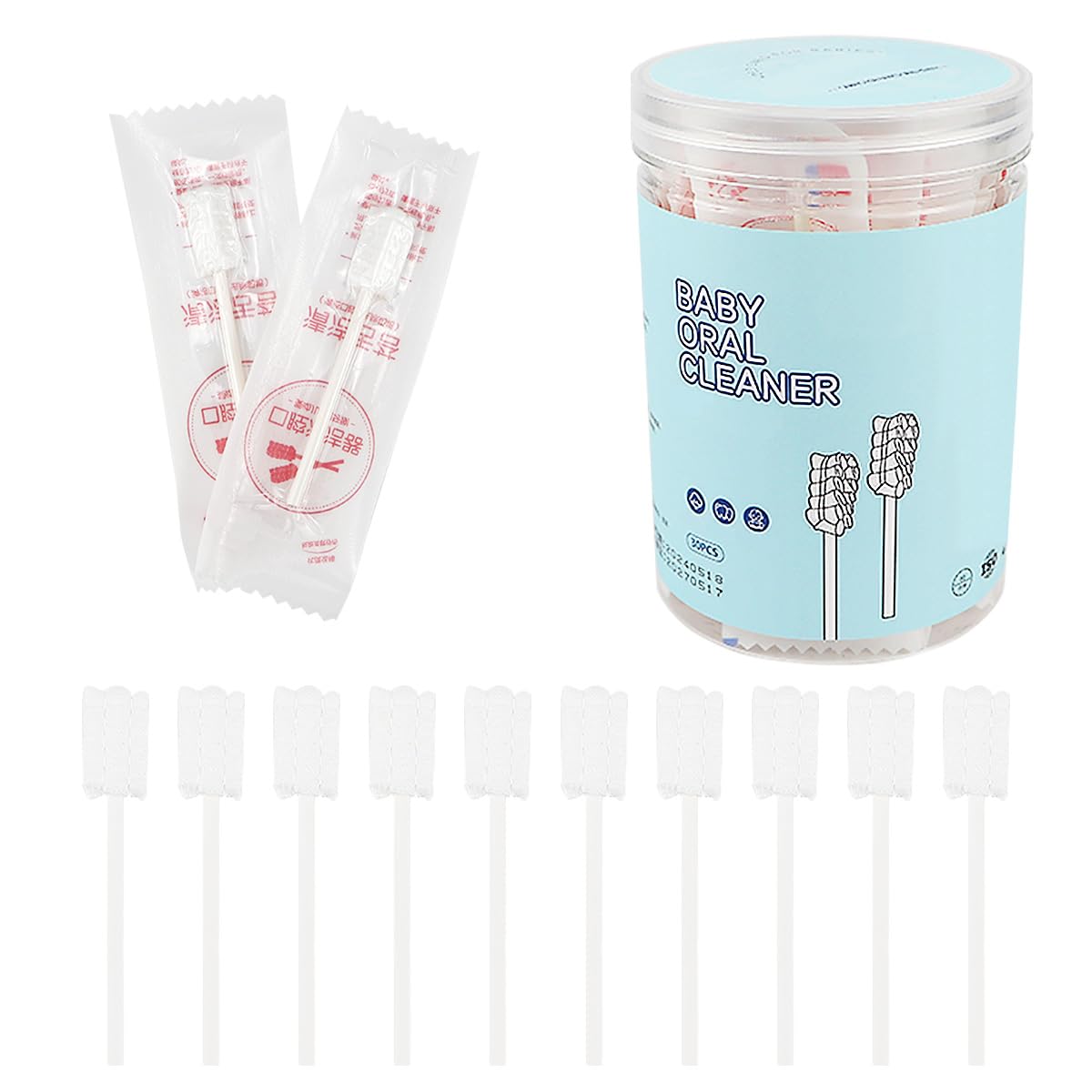ZJIVQO Baby Tongue Cleaner Baby Oral Cleaner Newborn Disposable Oral Cleaning Gauze Swabs Gum Cleaner with Paper Handle for Babies and Infants Ages 0-2 Years