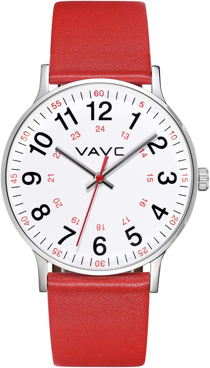 VAVC Scrub Watch for Nurses,Doctors,Students and Medical Professionals with Second Hand. Easy to Read Quartz Wrist Watch