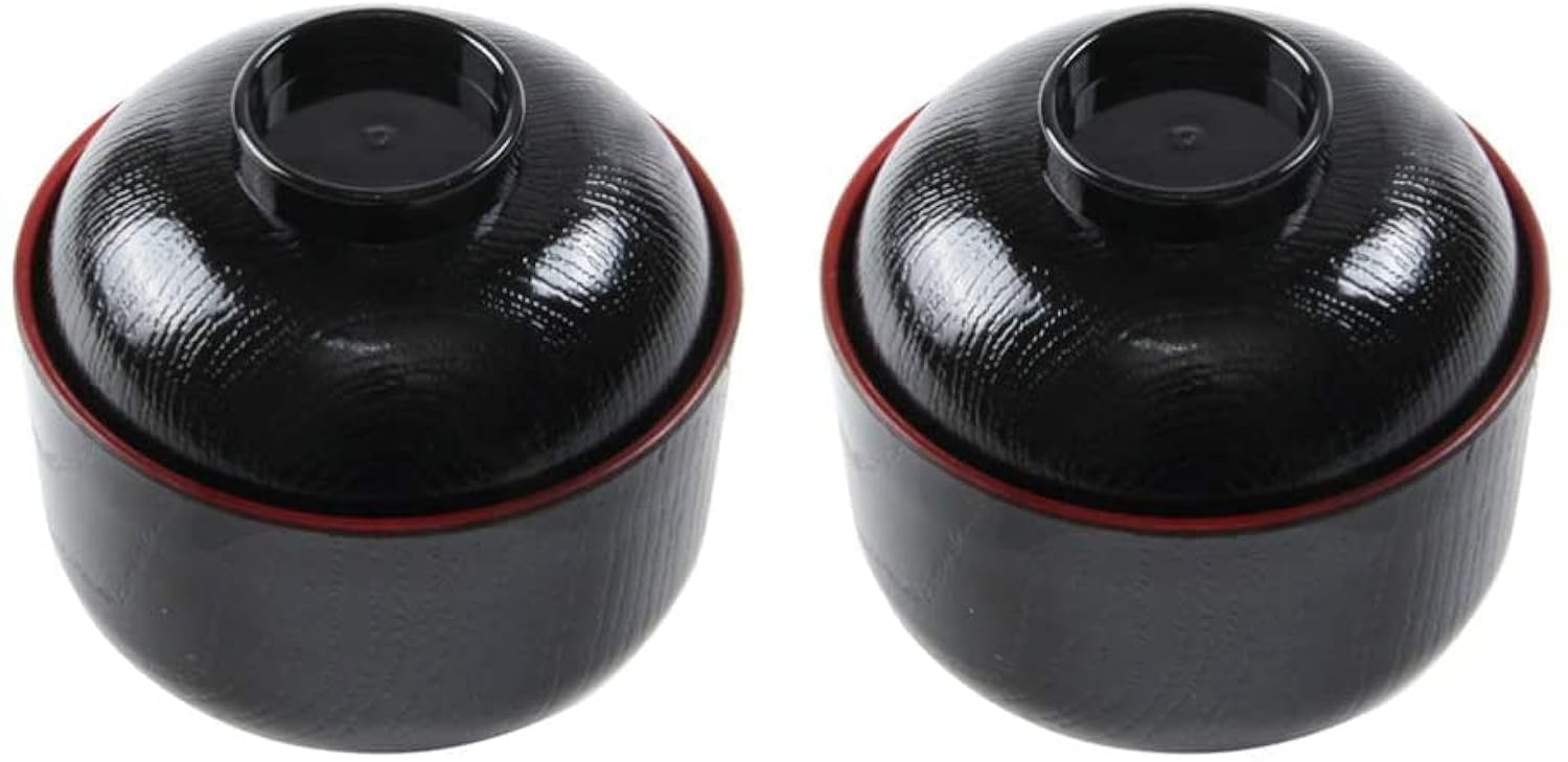 2pcs Japanese Melamine Miso Soup Bowls with Lid Ramen Bowls Small Rice Bowls Serving Bowls Noodle Bowls