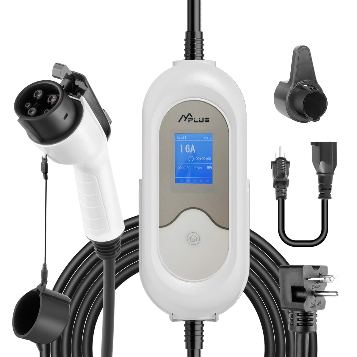 Photo 1 of Mplus Electric Vehicle Charger Station 16 Amp Level 1 & 2 Portable EV Charging Includes NEMA 5-15P & 6-20 Plug Compatible with J1772 Electric Cars Household Travel Travel Portable Emergency Charger