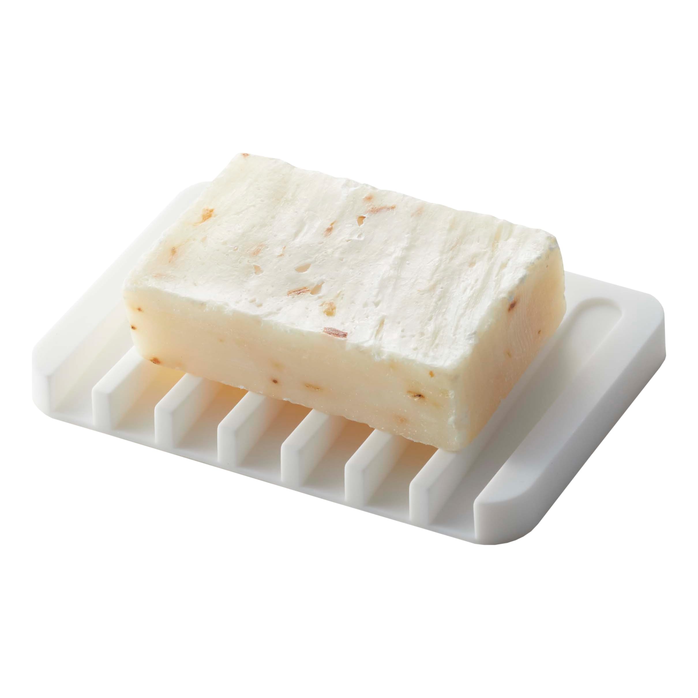 Yamazaki 7395 FLOW Silicone Soap Tray, white, Silicone, Minimalist, 11.5 x 8 x 1 cm