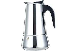 Simyolife Stovetop Maker Stainless Steel Italian Coffee Maker Moka Pot Induction-Capable Mok Coffee Machine Cafe Percolator Maker, Silver (6-Cups, 10oz/300ML)-Mother's Day Gifts