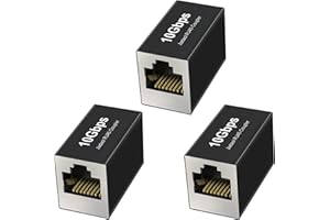 Jadaol RJ45 Coupler 10Gbps [UL Listed], Gold Plated Shielded Ethernet Cable Extender with PoE Support, 328ft Long Distance Extend, Female to Female Coupler for Cat8 Cat7 Cat6a Cat6 Cable, 3 Pack Black