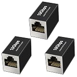 Jadaol [UL Listed] RJ45 Coupler 10Gbps Shielded, Gold-Plated Contacts, Aluminum Alloy Inline Ethernet Extender, PoE Supported Female-to-Female Adapter for Cat8/Cat7/Cat6a/Cat6 Cables, 3-Pack Black