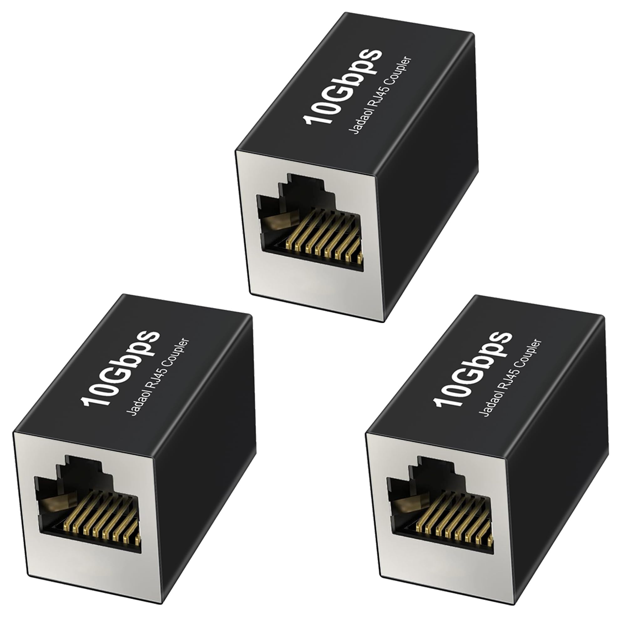 Photo 1 of *****PARTIAL SET***** Jadaol RJ45 Coupler 10Gbps [UL Listed], Gold Plated Shielded Ethernet Cable Extender with PoE Support, 328ft Long Distance Extend, Female to Female Coupler for Cat8 Cat7 Cat6a Cat6 Cable, 3 Pack Black