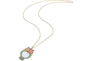 10X Owl Pattern Necklace Magnifying Glass, Cute Reading Pendant Magnifier with Chain, for Elderly Kids Home Office Travel