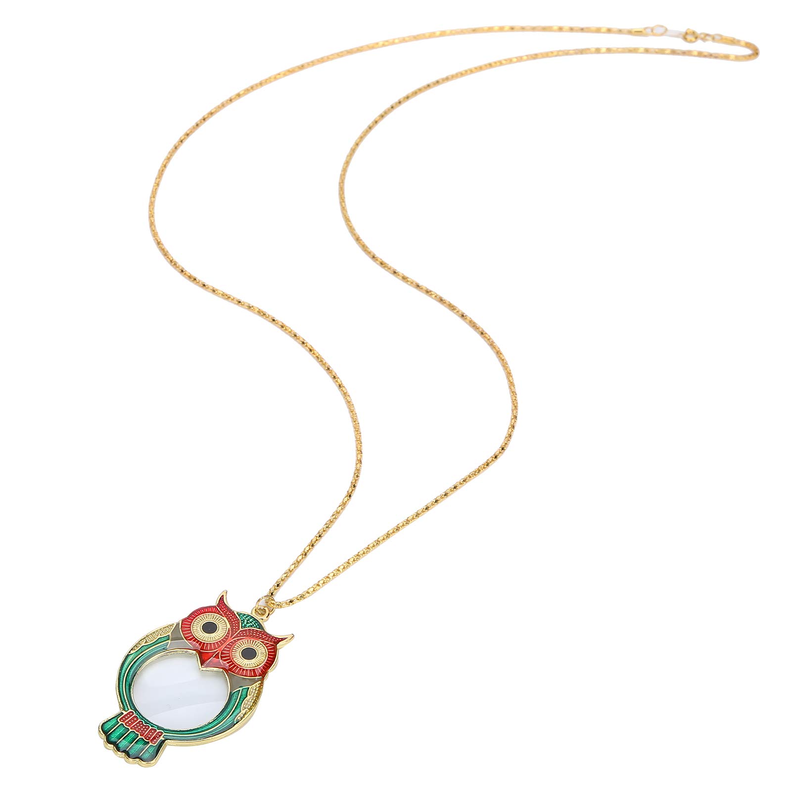 Pendant Magnifier, 10X with Chain Fun Necklace Magnifying Glass, Practical Owl Pattern for Children The Elderly