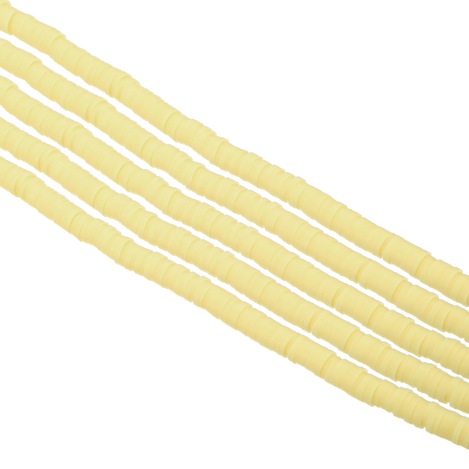 PATIKIL 6mm Polymer Clay Beads Spacer, 1750Pcs 5 Strands Round Flat Handmade Bead Spacer for Craft Home Decor Chain Bracelets Jewelry Making, Light Yellow — image 1