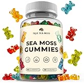 TrueSeaMoss Irish Sea Moss Gummies with Burdock Root & Bladderwrack – Formula for Adults & Kids – 60 Gummies