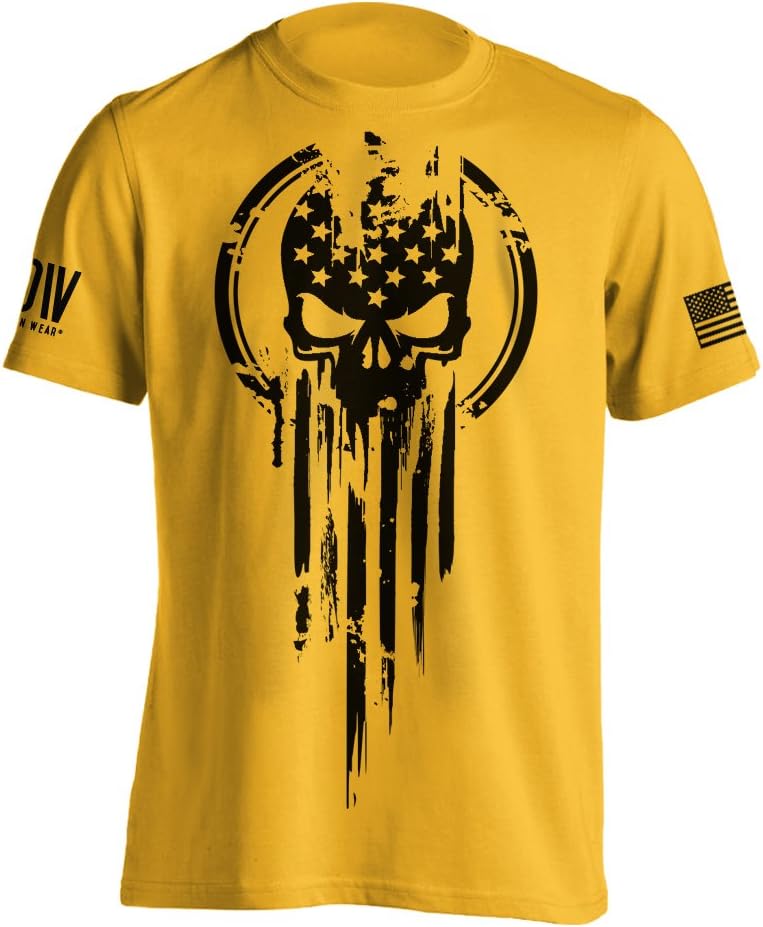 American Warrior Flag Skull Military T-Shirt