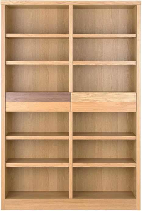 Amazon 暮らしのデザイン 日本製 棚板がっちり書棚 小引出2杯付き 幅1cm ナチュラル オープンシェルフ ラック オンライン通販
