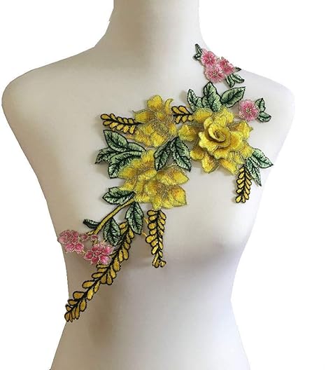 Amazon Com Flowers Embroidered Patch Sticker For Clothing Jacket