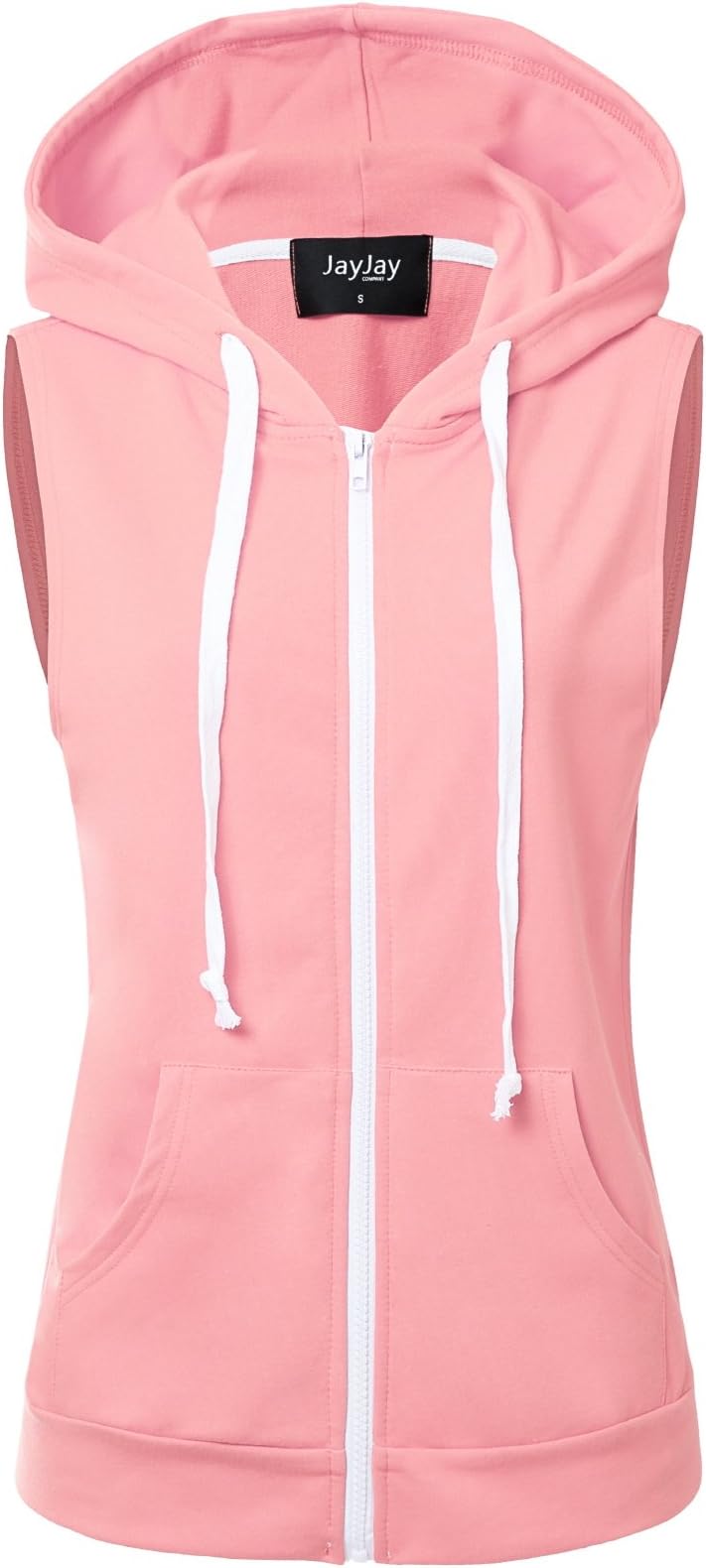 JayJay Women Athlete Stretchy Full Zip Jersey Fashion Running Hoodie Vest Jacket,SAKURAPINK,M
