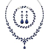 LMXXVJ Wedding Bride Silver Jewelry Set for Women,Prom Formal Costume White Cubic Zirconia Necklace Earring Bracelet Set