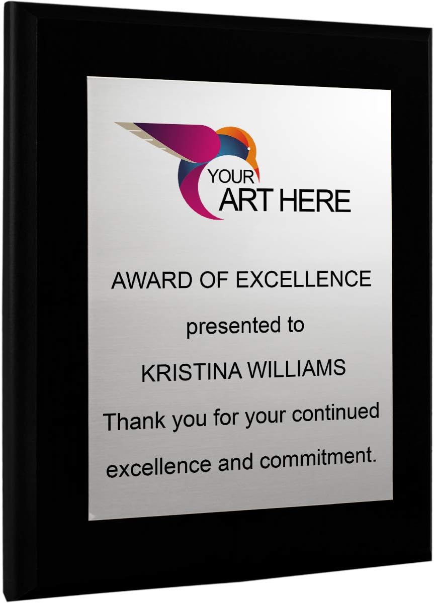 Plaques & Wall Art - Custom Aluminum Metal Award Plaque with Full Color Printing - Include Photos Or Logos and Your Personal Text (8 x 10