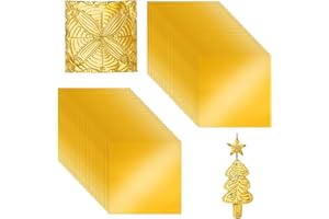 AHANDMAKER 100pcs Gold Aluminum Foil Sheets Heavy Duty Board Embossing Foil Sheets for Painting Engraving Art Craft Projects 