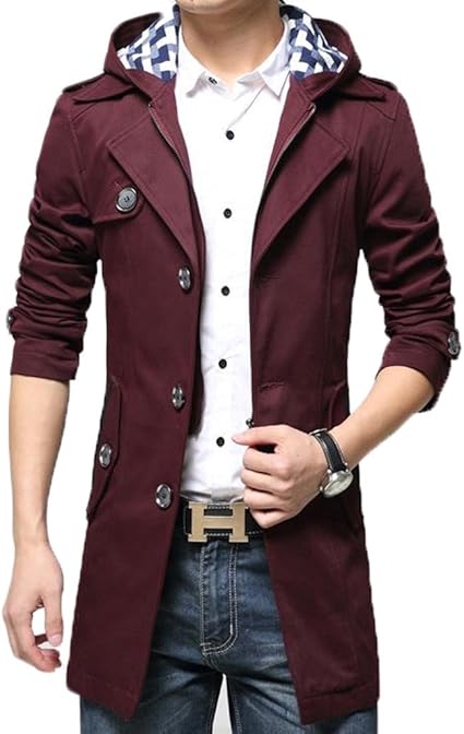 Amazon ドチィン Daocheng メンズ トレンチコート 春 秋 薄手 ロング丈 スリム ジャケット 無地 シンプル アウター春 秋 ロング丈アウター カジュアル ビジネス 通勤 通学 48ワインレッド コート ジャケット 通販