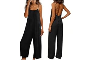 2026 Sleeveless Spaghetti Strap Jumpsuits for Women Boho Wide Leg Rompers Summer Outfits Beach Vacation Romper Pants