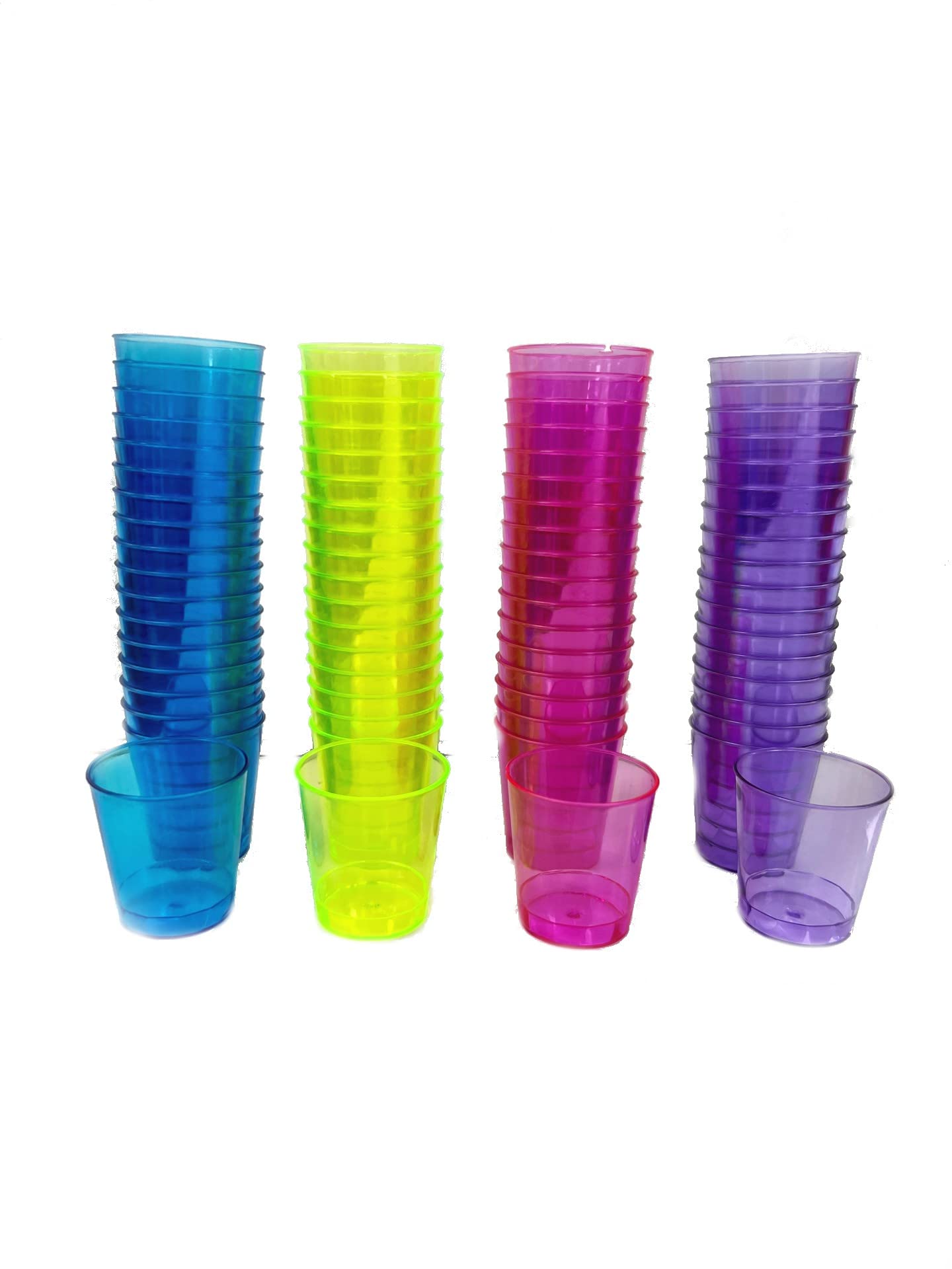 SHINE 72/100 Reusable Plastic Colored OR Clear Party Shot Glass,Essential Cup for All Parties … (72-Colored)