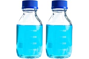 SWONES Graduated Round Reagent Media - Round Media Storage Bottle - Storage Glass Bottles, with GL45 Screw Cap,Borosilicate 3