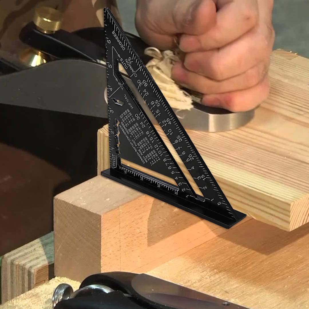 7 Inch Square Triangle Ruler, Aluminium Layout Measuring Tool for Measuring Ruler Tool (Black) - Image 4