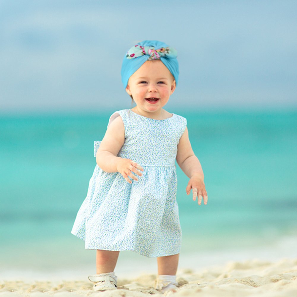 Xeababy Bow Hats for Newborn Baby Girls, 6 pcs Elastic Knot Headbands Hat Large Bow Infant Hat Headband Bow Hair Accessories