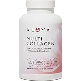 Alaya Multi Collagen Capsules, 5 Types, MSM, Grass-Fed, 120 Count