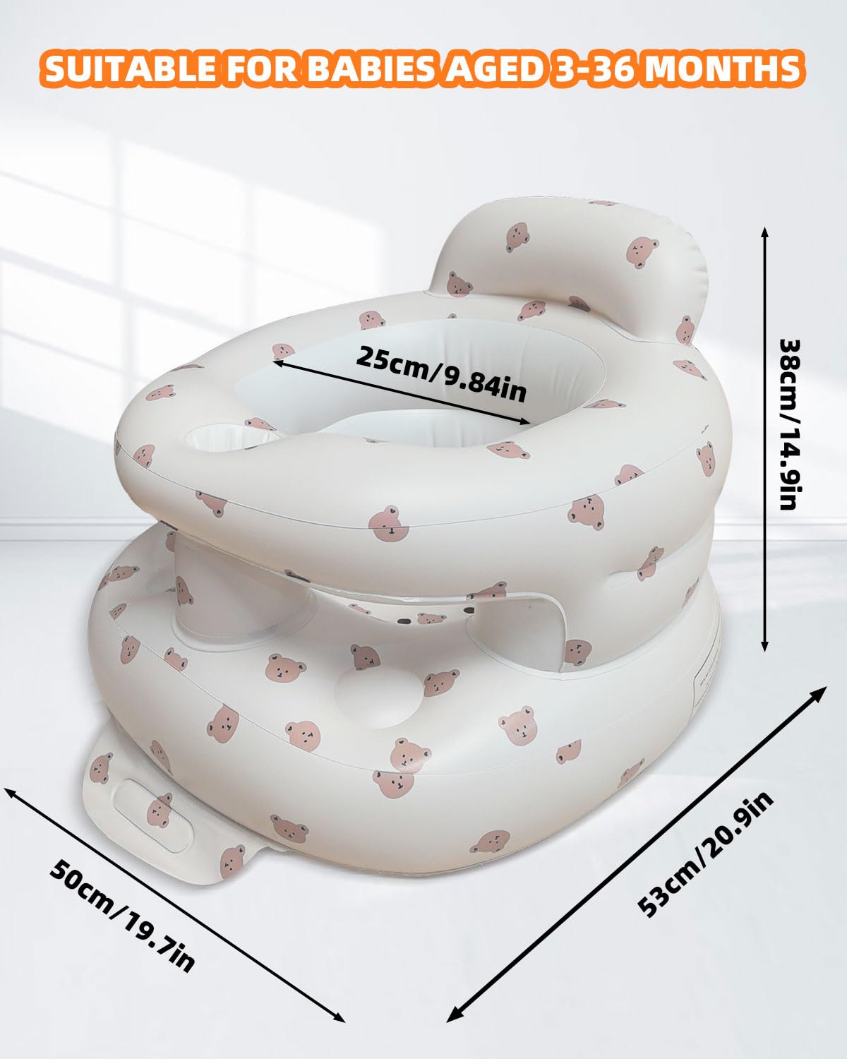 AGITVPS Upgrade Surround Inflatable Baby Seat for Babies 3-36 Months, Built in Air Pump Surround Bumbo Seat with Tray, Load-Capable Baby Chair Sit Me up Floor Seat for Baby, Learning to Sit&Feeding