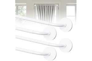 4 Pack Magnetic Curtain Rods for Metal Doors, French Door Curtain Rods Adjustable 18-30 Inch, 1/2 Inch Diameter, Magnetic Met