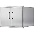 ZHAIUPON Double Door Dry Storage Pantry, 30" Stainless Steel Cabinet Storage for Outdoor Kitchen, BBQ Island, Patio Grill Station