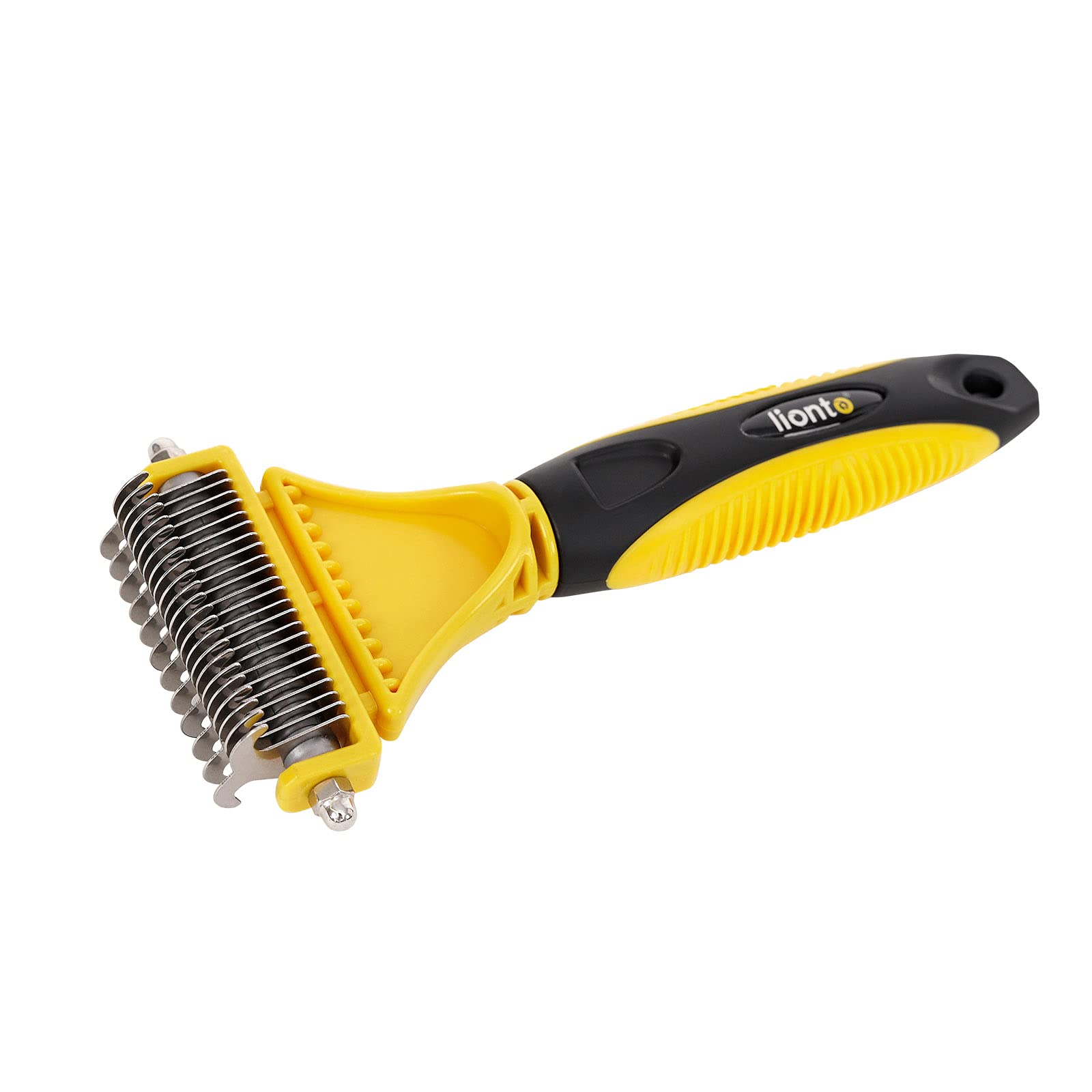 lionto Undercoat brush with non-slip handle, brush for dogs & cats, gentle coat care thanks to rounded bristles, dog brush suitable for long & short coats, rustproof