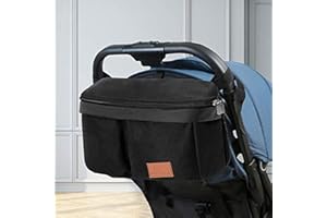 Miracle Baby Stroller Organizer Bag for Mom,Universal Stroller Storage Caddy Diaper Bag- Compatible with Most Stroller - Multifunctional Larg(Black)