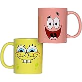 Surreal Entertainment SpongeBob Mug Nickelodeon SpongeBob SquarePants and Patrick Star Best Friends Big Face 2-Pk 11oz Ceramic Mug Coffee Tea