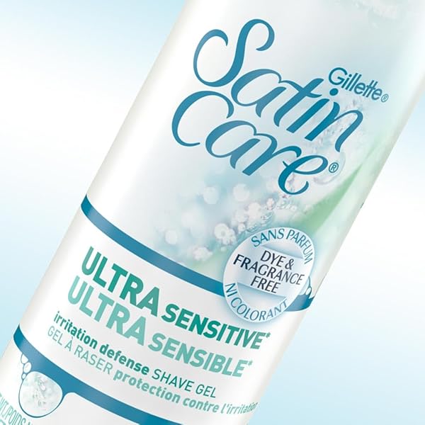 GILLETTE SATIN CARE ULTRA SENSITIVE SHAVE GEL FOR WOMEN, PACK OF 2, 7OZ EACH, FRANGRANCE FREE